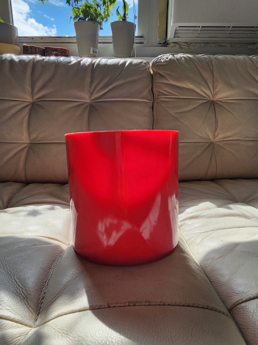 IKEA Red Glossy Ceramic Vase - Bold Modern Accent